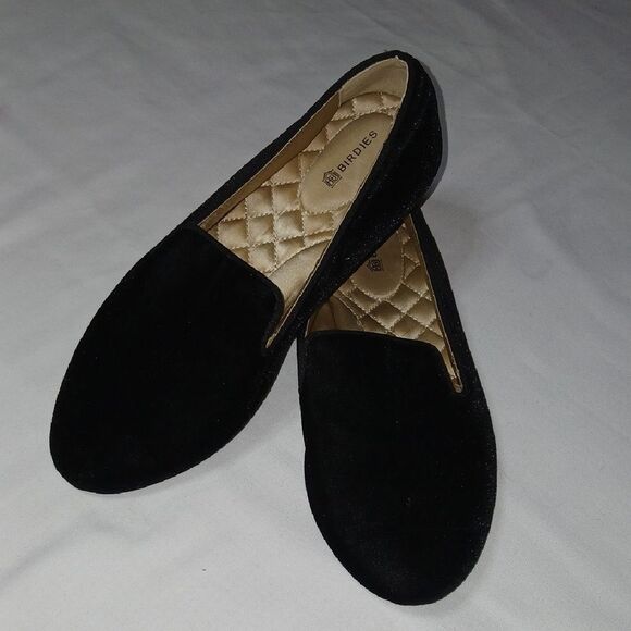 Birdies Black Velvet Loafers - Picture 1 of 7